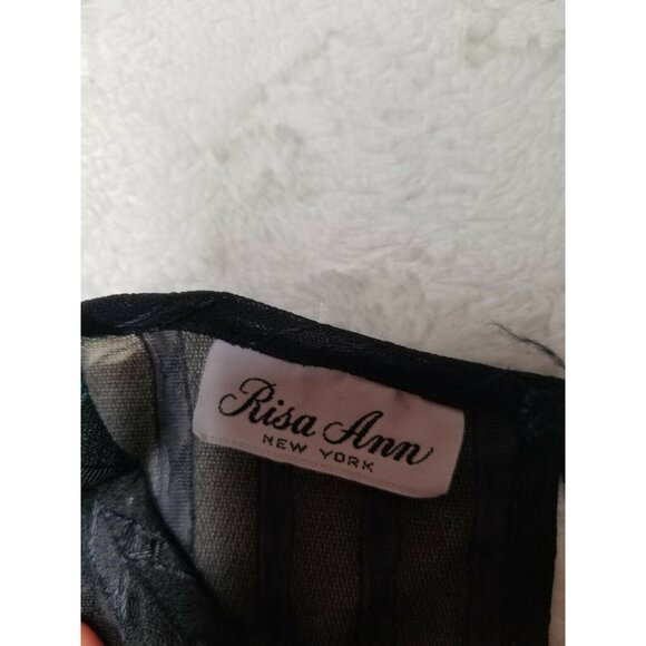 Vintage Risa Ann New York Womens Floral Sheer Top Size 18 1/2 Black 3/4 Sleeve - Picture 2 of 10